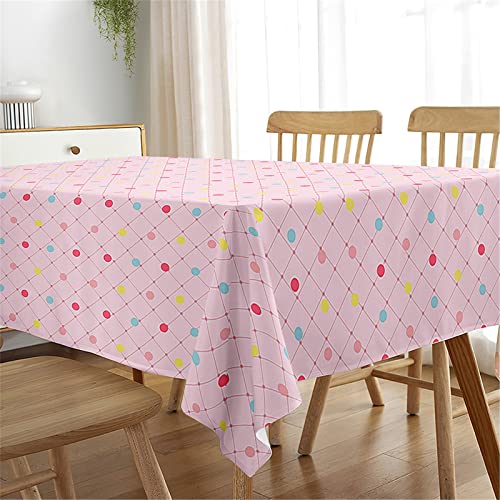 Hixingo Polka Punkt Druck Tischdecken Abwaschbar Tischdecke Tischwäsche Wasserabweisend wasserdichte Rechteckige Tischtuch Küchentischdecke für Party Garten Küche (90x90cm,Rosa und süß) von Hixingo