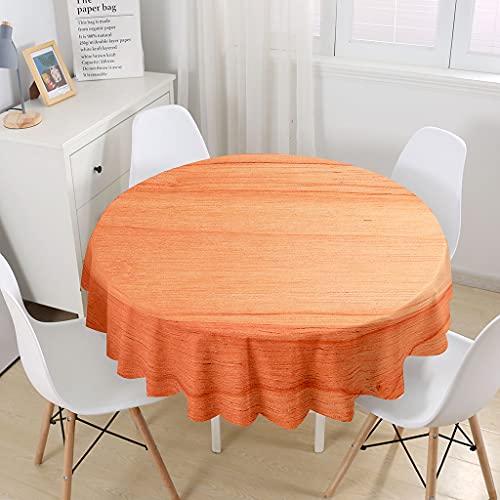 Hixingo Rund Tischdecke Abwaschbar, Planke Muster Tischdecken Runden Wasserdicht Lotuseffekt Abwischbar Tischtuch für Küche Heimdekoration Garten (Durchmesser 90cm,Orange) von Hixingo