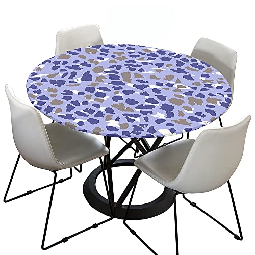 Hixingo Rund Tischdecke Leopardendruck Tischdecke, Elastisch Tischdecken Mit Gummizug Rand Abwaschbar Indoor Tischtuch für Frühling, Ostern Party (100cm,Blau Violett) von Hixingo