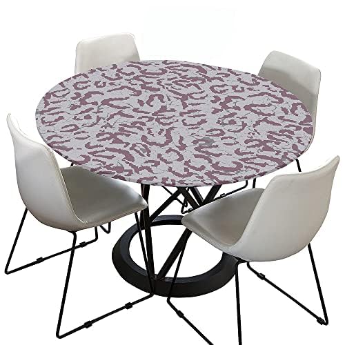 Hixingo Rund Tischdecke Leopardendruck Tischdecke, Elastisch Tischdecken Mit Gummizug Rand Abwaschbar Indoor Tischtuch für Frühling, Ostern Party (100cm,Grau Violett) von Hixingo