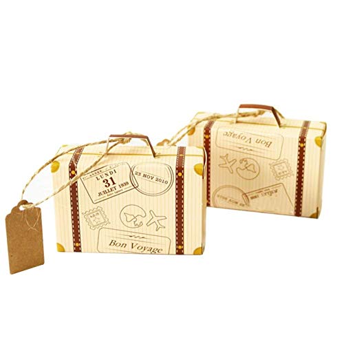 HiyyFloy 2-teilige Partygeschenk-süßigkeitsbox, Mini-Koffer-geschenkbox Für Weltreisen, Vintage-kraftpapier Anhängern Und Sackleinenschnur Für Reise-mottopartys, Brautpartys, Hochzeitsdekorationen HiyyFloy 2-teilige Partygeschenk-süßigkeitsbox, Mini-Koffer-geschenkbox Für Weltreisen, Vintage-kraftpapier Anhängern Und Sackleinenschnur Für Reise-mottopartys, Brautpartys, Hochzeitsdekorationen von HiyyFloy