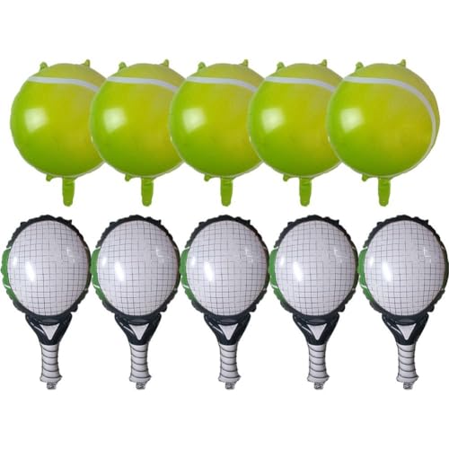 HiyyFloy Aufblasbarer Tennisballon, 10 Stück/Set, Tennisschläger-Luftballons, Tennisschläger-Luftballons, Tennis-Party-Dekorationen, Tennis-Party-zubehör von HiyyFloy