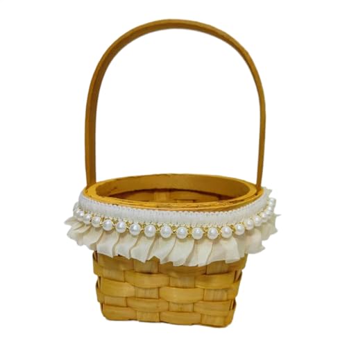 Flower Basket Woven, Flower Arrangement Basket, Wedding Flower Girl Basket Handle, Flower Girl Lace Basket, Elegant Wedding Decoration Basket, Easy To Use, Portable for Home von Hjatirace