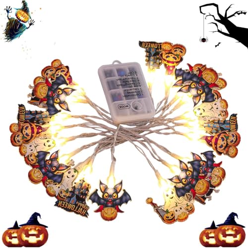 Geisterkürbis-Lichterkette, batteriebetriebene Lichterkette, multifunktionale Halloween-Dekoration, Umgebungslichter 8 Lichtmodi, Halloween-Dekoration, Kürbislichter, einfach zu bedienen, tragbar für von Hjatirace