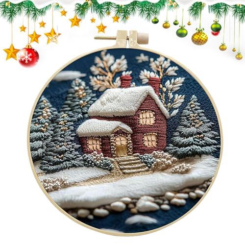 Hjatirace Christmas Embroidery Kit, Complete Embroidery Crafting Kit, Needlework Seasonal Knitting Craft, Santa Claus Embroidery Kit, Christmas Kits Needlepoint Kit, Easy To Use, Portable for Room von Hjatirace