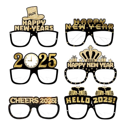 Hjatirace Neujahrsbrille, 2025 Papierbrillen, Foto-Requisiten, lustige Papierbrillen, Foto-Requisiten, Happy New Year Brille 2025, einfach zu bedienen, tragbar für Erwachsene und Kinder von Hjatirace