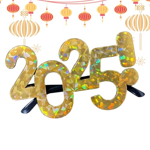 Hjatirace New Years Glasses 2025, Happy New Year Number Glasses Photo Prop, 2025 New Year's Eve Glasses, Funny Eyeglasses Photo Props, Creative Funny Glasses, Easy To Use, Portable for Adults von Hjatirace