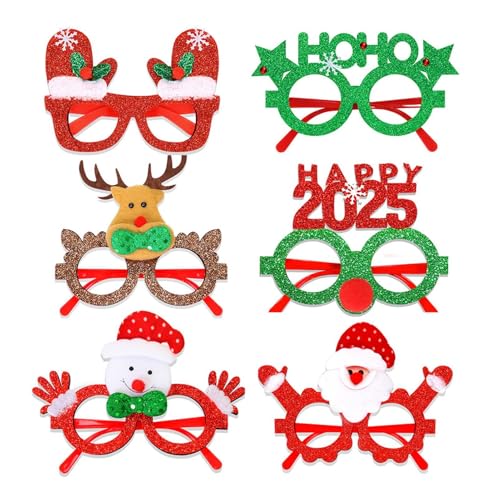 Photo Props Eyeglasses, Christmas Cosplay Glass Frames, Glitter Christmas Costume Eyeglasses, Cartoon Christmas Eyeglasses Party, Glitter Christmas Novelty Glasses, Easy To Use, Portable for Holiday von Hjatirace