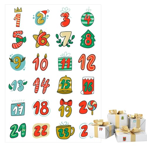 Weihnachten Advent Aufkleber, Festival Card Stickers Carnival Supplies, Countdown Festival Card Sealing Labels, Christmas Number Holiday Sealing Labels, Easy To Use Portabnle for Cards von Hjatirace