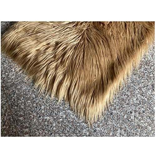 Hjb Shaggy Plain Kunstpelz Kunstfell Stoff 8cm Weicher Langer Flor 170x50cm für Kostümkunst Handwerk Kissenbezüge Dekorationen Cosplay(Color:Khaki) von Hjb