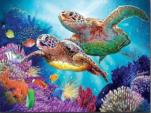 Hjjdiyes 40X50CM Diamond Painting Erwachsene Groß xxl Diamond Painting Schildkröte 5D Diy Diamant painting Bilder mit Zubehör Diamond Painting Set Full Drill Diamant Malerei Meer Tiere Schildkröten von Hjjdiyes