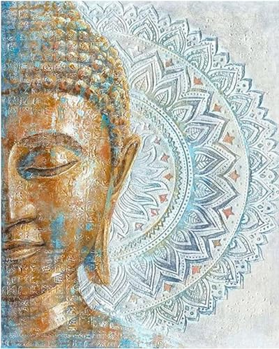 Hjjdiyes Diy malen nach zahlen erwachsene buddha Malen Nach Zahlen Buddha Bild Malen-Nach-Zahlen Erwachsene Groß Diy ölgemäLde Kit für Anfänger,Knitterfreie Leinwand(Rahmenlos) von Hjjdiyes