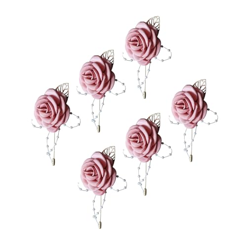 Hkfgdjdl Anstecknadel, elegante Hochzeits-Boutonniere für Braut und Bräutigam, bunte Blumen, Anstecknadel, handgefertigt, Party-Accessoire, 6 Stück von Hkfgdjdl