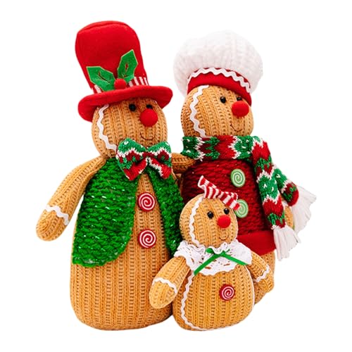 Hkfgdjdl Figuren-Sets, Mehrzweck-Charm-Lebkuchen-Familienfiguren, 3er-Set, bunt, handgefertigt, Heimdekoration, Accessoire, Sammlerstücke von Hkfgdjdl