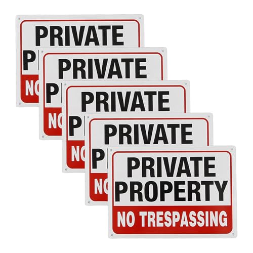 Hkfgdjdl Hängeschild, 5 Stück, Schild mit Aufschrift "Private Property Not Trespassing", Aluminium, wetterbeständig, für Zuhause, Außenbereich, Schilder für Wand, Zaun, Tor von Hkfgdjdl