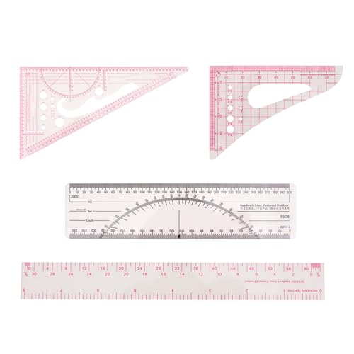 Hkfgdjdl Nählineal, professionelles Schneider-Lineal-Set für Modedesign, Nähen, Messwerkzeug für Schneider, 4 Stück von Hkfgdjdl