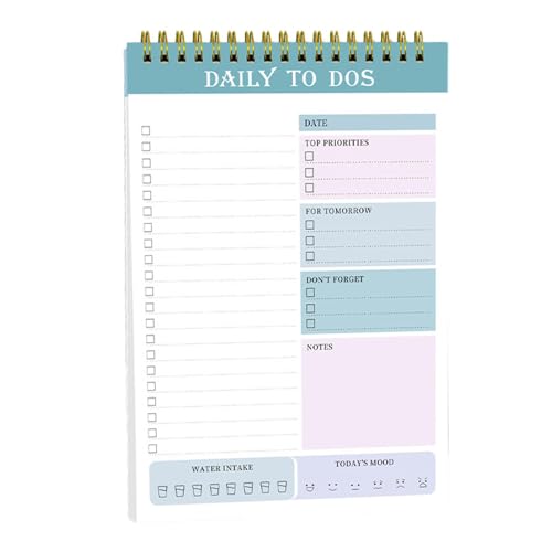 Hlagmix Täglicher Notizblock, täglicher To-Do-Listenplaner | Coil undatiertes Tagesplaner-Notizbuch,Aufgaben-Checklisten-Organizer, Agenda-Block für die Arbeit zu Hause, Arbeits-Organizer-Notizbuch, von Hlagmix