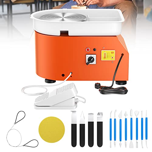 Hlieeosfcn Töpferscheibe 350 W, Elektrische Töpferscheibe 25CM Töpferscheiben Elektrisch 0-300 U/Min, Pottery Wheel mit Fußpedal und Abnehmbare Waschbecken DIY Ton Werkzeug für Kinder und Erwachsene von Hlieeosfcn