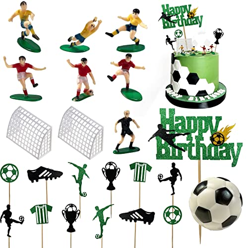 23 Stück Tortendeko Fussball, Fußball Tortendeko Set, Fußball Geburtstagstorte Topper Dekoration Kinder Fußball Kuchen Deko für Junge Geburtstag Fußball Party Cupcake Toppers Deko von Hlimior