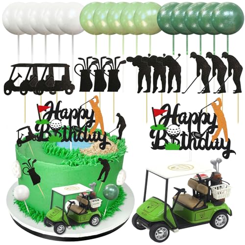 29 Stück Golf Kuchendekoration Grüne Bälle Tortendeko Geschenk für Golf Fans - Golf Geburtstag Dekoration - Golf Party Zubehör Minigolf Themen Tortendekorationen von Hlimior