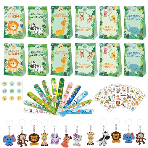 Hmfmdy Dschungel Geburtstag Mitgebsel Kindergeburtstag Gastgeschenke, 48Pcs Party Mitgebsel Kindergeburtstag Set, Party Favors Kids Mitbringsel, Give Aways Kindergeburtstag für Jungen Mädchen -Set1 von Hmfmdy