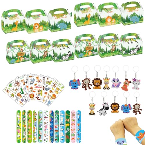 Hmfmdy Dschungel Geburtstag Mitgebsel Kindergeburtstag Gastgeschenke, 48Pcs Party Mitgebsel Kindergeburtstag Set, Party Favors Kids Mitbringsel, Give Aways Kindergeburtstag für Jungen Mädchen -Set2 von Hmfmdy