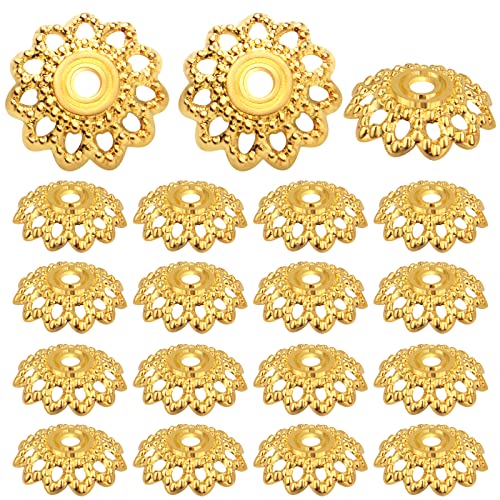 200 Stück 11,5 mm Antik-goldene Perlenkappen, Abstandshalter, Legierung, Bali-Stil, Blumenperlen, Kappen, hohle Endkappen für DIY-Halsketten, Ohrringe, Schmuckherstellung von Hmjpng