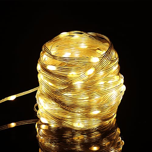 50 Meter LED String Licht Warmweiss mit 220V 230V Transformator, 50M 240leds LED Lichterkette 8 Modi IP65 Wasserdicht (Warmweiß, 50M) von Hmuaog