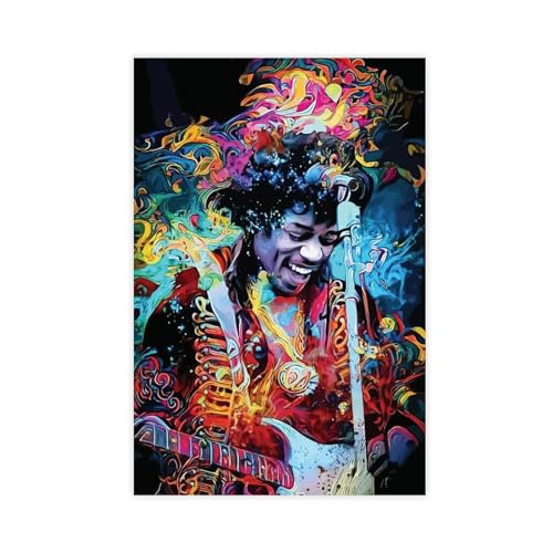 Leinwand-Poster, Motiv: Gitarrist Jimi Hendrix 8, Wandkunst, Dekordruck, Bild, Gemälde für Wohnzimmer, Schlafzimmer, Dekoration, ungerahmt, 40 x 60 cm von Hndeial