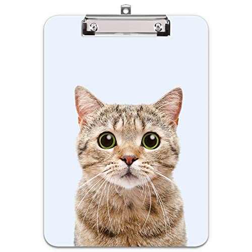 Hnogri Klemmbrett A4 Kunststoff, Mode-Design Klemmmappe A4 Bürobedarf & Schreibwaren für Rechtsanwälte Schüler Lehrer und Kinder, Clipboard Standardgröße 32 x 22 CM, Süße Katze von Hnogri