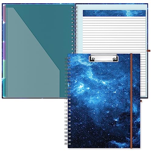 Hnogri Klemmbrett Folio mit nachfüllbarem linierten Notizblock, Klemmbretter mit 5 A4-Ordnern Lagerung 10 Taschen, Spirale Clip Board Portfolio, Größe 12,8 "x 9,7", Bürobedarf, Schulbedarf. von Hnogri