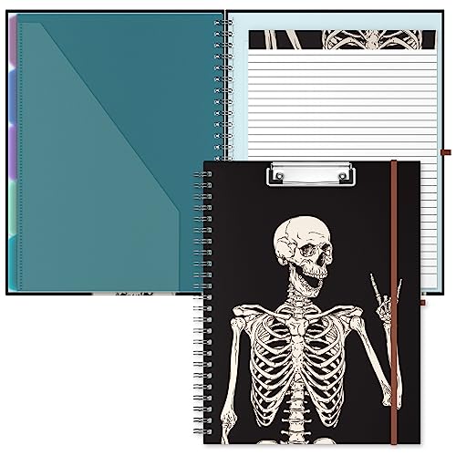 Hnogri Klemmbrett Folio mit nachfüllbarem linierten Notizblock, Klemmbretter mit 5 A4-Ordnern Lagerung 10 Taschen, Spirale Clip Board Portfolio, Größe 12,8 "x 9,7", Bürobedarf, Schulbedarf. von Hnogri