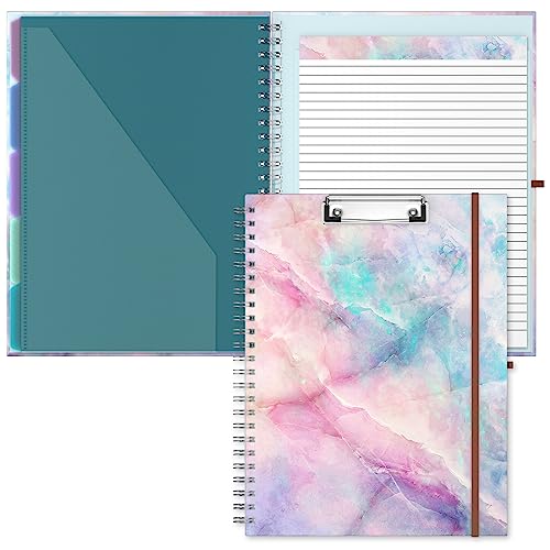 Hnogri Klemmbrett Folio mit nachfüllbarem linierten Notizblock, Klemmbretter mit 5 A4-Ordnern Lagerung 10 Taschen, Spirale Clip Board Portfolio, Größe 12,8 "x 9,7", Bürobedarf, Schulbedarf. von Hnogri