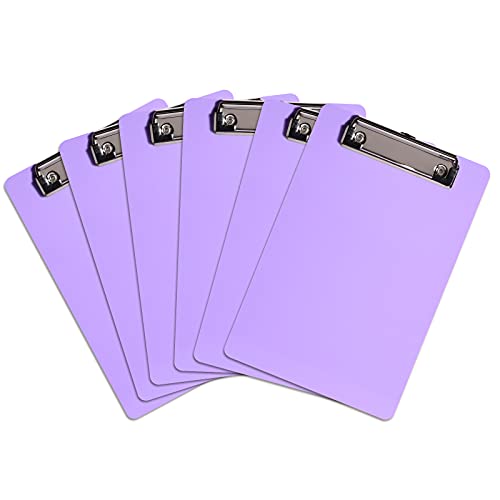 Hnogri Kunststoff A5 Klemmbrett 6er Set, Lila Kleines Klemmbrett Standard A5 Größe Memo Klemmbretter für Studenten, Frauen, Büro, Schule, Low Profile Clip, Mini Klemmbrett Größe 6 "x 9", Lila von Hnogri