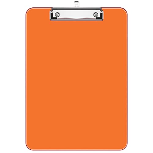 Hnogri Kunststoff-Klemmbrett, Standard A4 Letter Size Klemmbretter für Studenten, Büro und Frauen, Zwischenablage mit Stifthalter und Low Profile Clip, Größe 12,5 x 9 Zoll, (Orange) von Hnogri