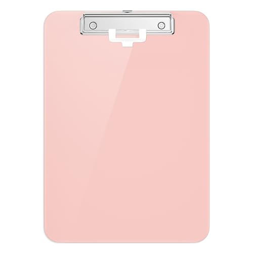 Hnogri Kunststoff-Klemmbrett, Standard A4 Letter Size Klemmbretter für Studenten, Büro und Frauen, Zwischenablage mit Stifthalter und Low Profile Clip, Größe 12,5 x 9 Zoll, (Rosa) von Hnogri