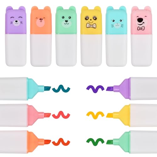 12 Stück Mini Textmarker Set 6 Farben Pastell Textmarker Keilspitze Marker Stifte Textmarker auf Wasserbasis schnell trocknende Flüssigmarker niedlicher Textmarker für Einsatz Hause Schule Büro von HoaaiGo