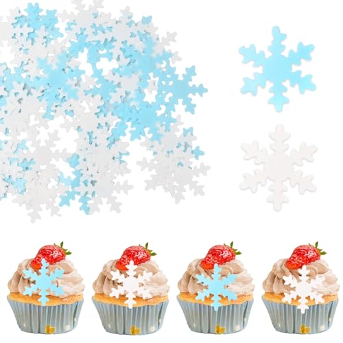 Snowflake Cake Decoration, 50pcs Frozen Tortendeko Kit, Essbare Tortendeko, Deko Kuchen Essbar, Tortendeko Geburtstag Essbar, Deko Torte Essbar für Geburtstag Party Kuchen von HoaaiGo