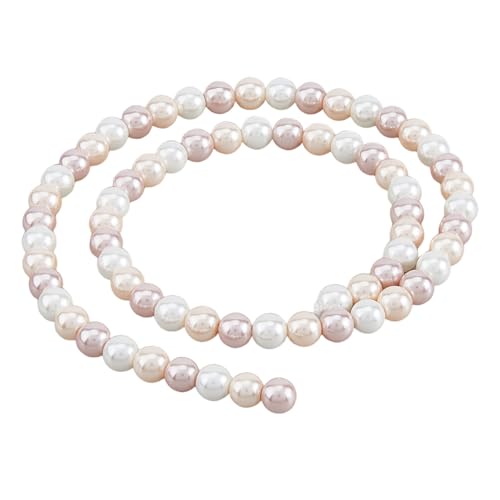 Hobbspring 1 Strang Perlen Zur Schmuckherstellung 6.5mm Gefärbte Lose Abstandsperlen Perlmuttartige Perlen Neblige Rose Runder Glasperlenstrang Zur Herstellung von Schmuck Armbändern Und Ohrringen von Hobbspring