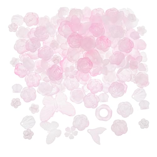 Hobbspring 10 Sets Acrylperlen In Rosa Blumen Schmetterlinge Blätter Schleifenperlen Süße Perlen In Großpackung Für Die Schmuckherstellung Armbänder Halsketten Schlüsselanhänger von Hobbspring