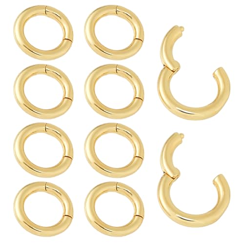 Hobbspring 10pcs Runde Karabiner Clip Snap 12mm Trigger Frühling Snap Clip Schnalle Real 18K Gold plattiert Metall Frühling Schlüsselring Schnallen für Schmuck machen DIY Schlüsselanhänger Craft von Hobbspring