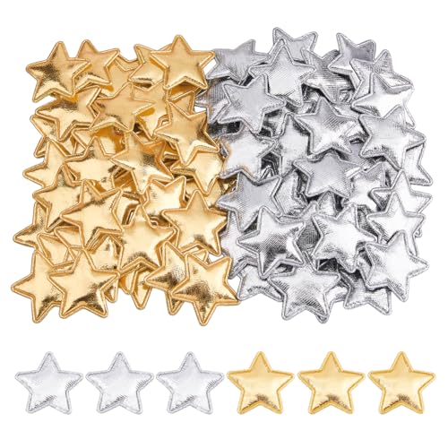 Hobbspring 120Pcs 2 Farben Stern gestickt Applique Patches Star Eisen auf Patches 5-Pointed Star Patches nähen auf Patches für Hut Jeans Kleid Home Decor Kleidung Verschönerung von Hobbspring