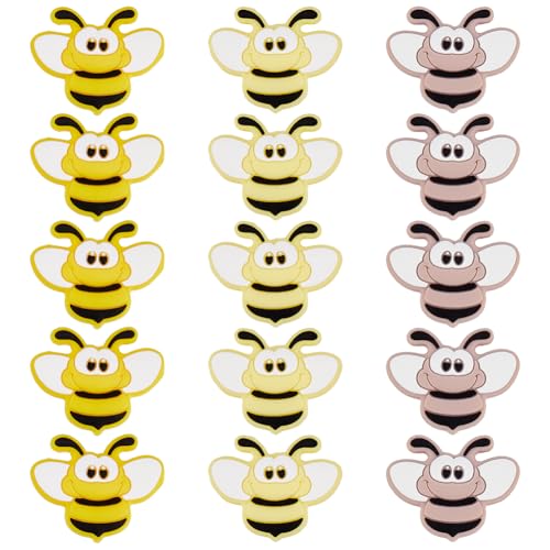 Hobbspring 15 Stück 3D Bienen Silikonperlen 3 Farben Honigbienen Brennperlen Cartoon Tier Abstandshalterperlen Mit 2.5mm Loch Für Schlüsselanhänger Halsketten Schlüsselbänder Schmuckherstellung von Hobbspring