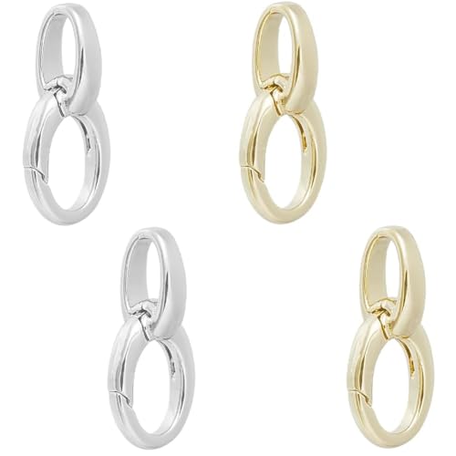 Hobbspring 4Pcs 2 Farben Oval Messing Bail Clasps Jewellery Locking Clasp Twister Clasps Connector Armband Verlängerung Verschluss für Schmuck machen DIY Halskette Armband, Platin und Gold von Hobbspring