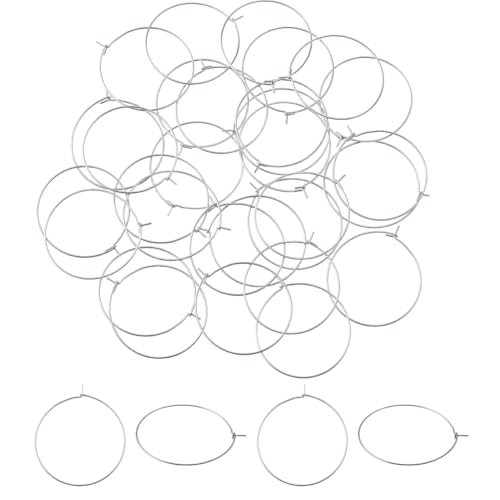 Hobbspring 200 Stück Creolen Ohrhaken 30mm Edelstahl Farbe Weinglas Anhänger Ringe 316 Creolen Aus Chirurgischem Edelstahl Perlen Für Partys Weingläser Ohrringe Schmuckherstellung von Hobbspring