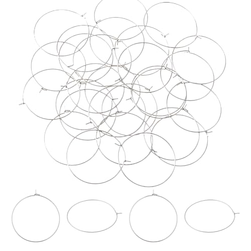 Hobbspring 200 Stück Creolen Ohrhaken 35mm Edelstahl Farbe Weinglas Anhänger Ringe 316 Creolen Aus Chirurgischem Edelstahl Perlen Für Partys Weingläser Ohrringe Schmuckherstellung von Hobbspring