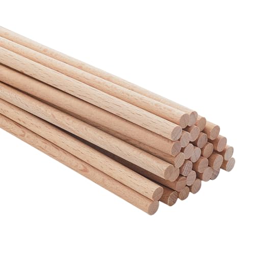 Hobbspring 30 Stück Holz Bastelstab Massivholzstab 7.87x0.24 Zoll Unbehandelte Naturholzstäbe Hartholzstäbe Holzdübel Zum Basteln DIY Stricken Wandteppiche Heim Und Gartendekoration von Hobbspring