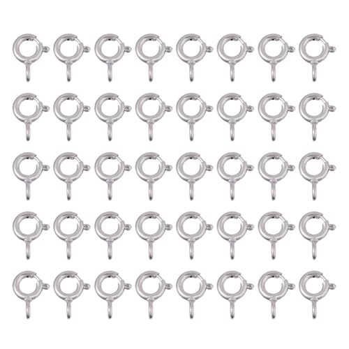 Hobbspring 40Pcs Frühling Ring Clasps 7.5x5mm Messing Runde Clasps Platin Frühling Clasps Open Ring Schmuck Frühling Clasp Schmuck Connector Clasps für Brecelet Neckalce Schmuck DIY Craft Making von Hobbspring