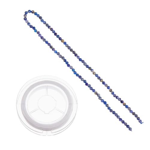 Hobbspring 4mm Natürliche Lapislazuli Perlenstränge 90 Stück Blaue Lose Perlen Facettierte Edelsteinperlen Runde Perlenstränge Mit Elastischer Kristallschnur Für Die Herstellung von Armbändern von Hobbspring