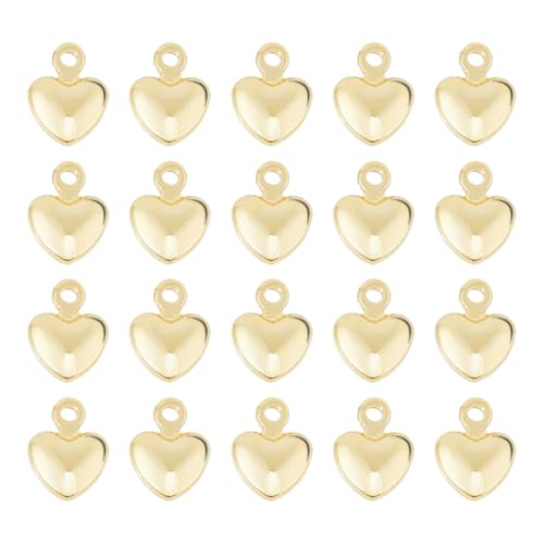 Hobbspring 50Pcs Herz Charms Real 18K Gold plattiert Liebe Charms 8x6mm Messing Herz Anhänger 3D Liebe baumeln Anhänger für Valentinstag Geschenke DIY Schmuck Armbänder Halsketten Ohrringe machen von Hobbspring